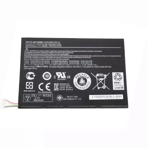 Genuine Tablet battery for ACER AP12D8K