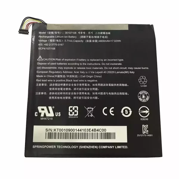 Genuine Tablet battery for Acer 30107108,Acer A1-840