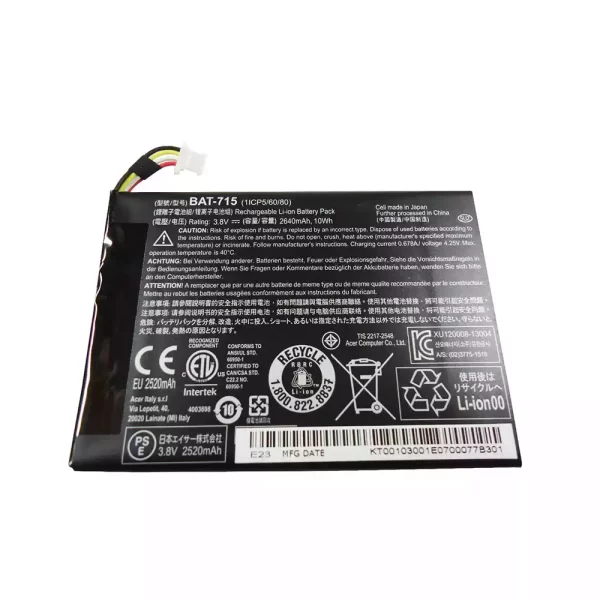 Genuine Tablet battery for ACER BAT-715