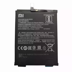 Genuine cell phone battery BN36 for Xiaomi Mi 6X