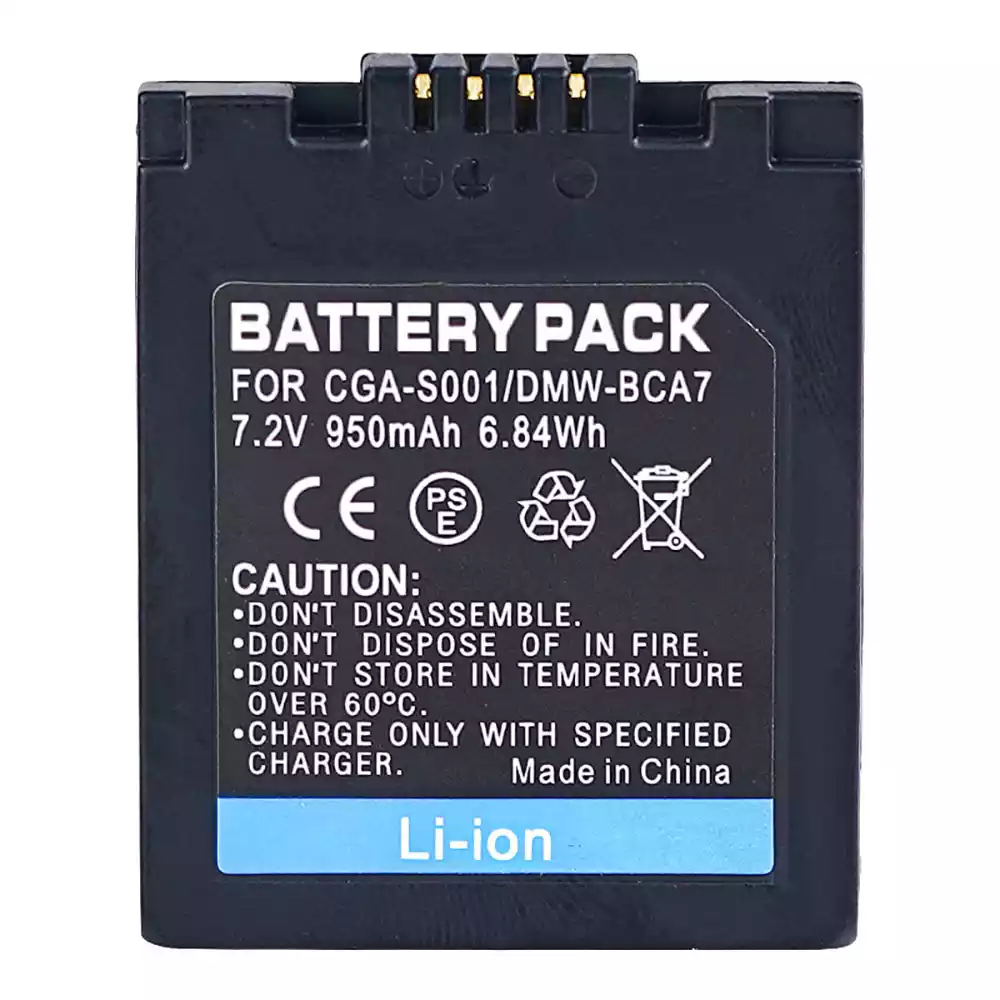 Replacement camera battery for PANASONIC CGA-S001 DMW-BCA7