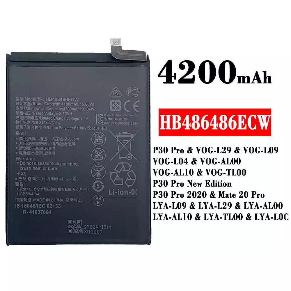 Genuine cell phone battery HB486486ECW for HUAWEI P30 Pro/P30 Pro New Edition/P30 Pro 2020/Mate 20 Pro