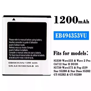 Genuine cell phone battery EB494353VU for Samsung S5330 Wave 533/Wave 2 Pro