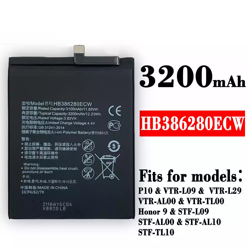 Genuine cell phone battery HB386280ECW for HUAWEI P10