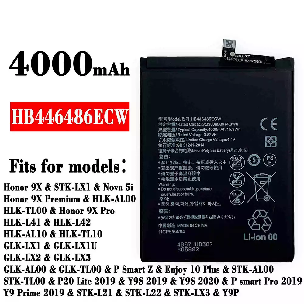 Genuine cell phone battery HB446486ECW for HUAWEI Honor 9X/Honor 9X Pro