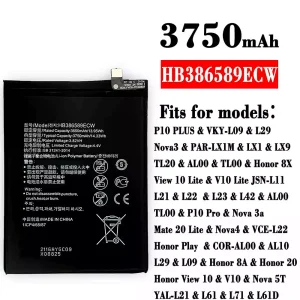 Genuine cell phone battery HB386589ECW for HUAWEI P10 PLUS /Honor 8X / View 10 Lite / V10 Lite / P10 Pro / Nova 3a /Mate 20 Lite / Nova4  / Honor 8A / Honor 20 / Honor View 10 / V10 / Nova 5T