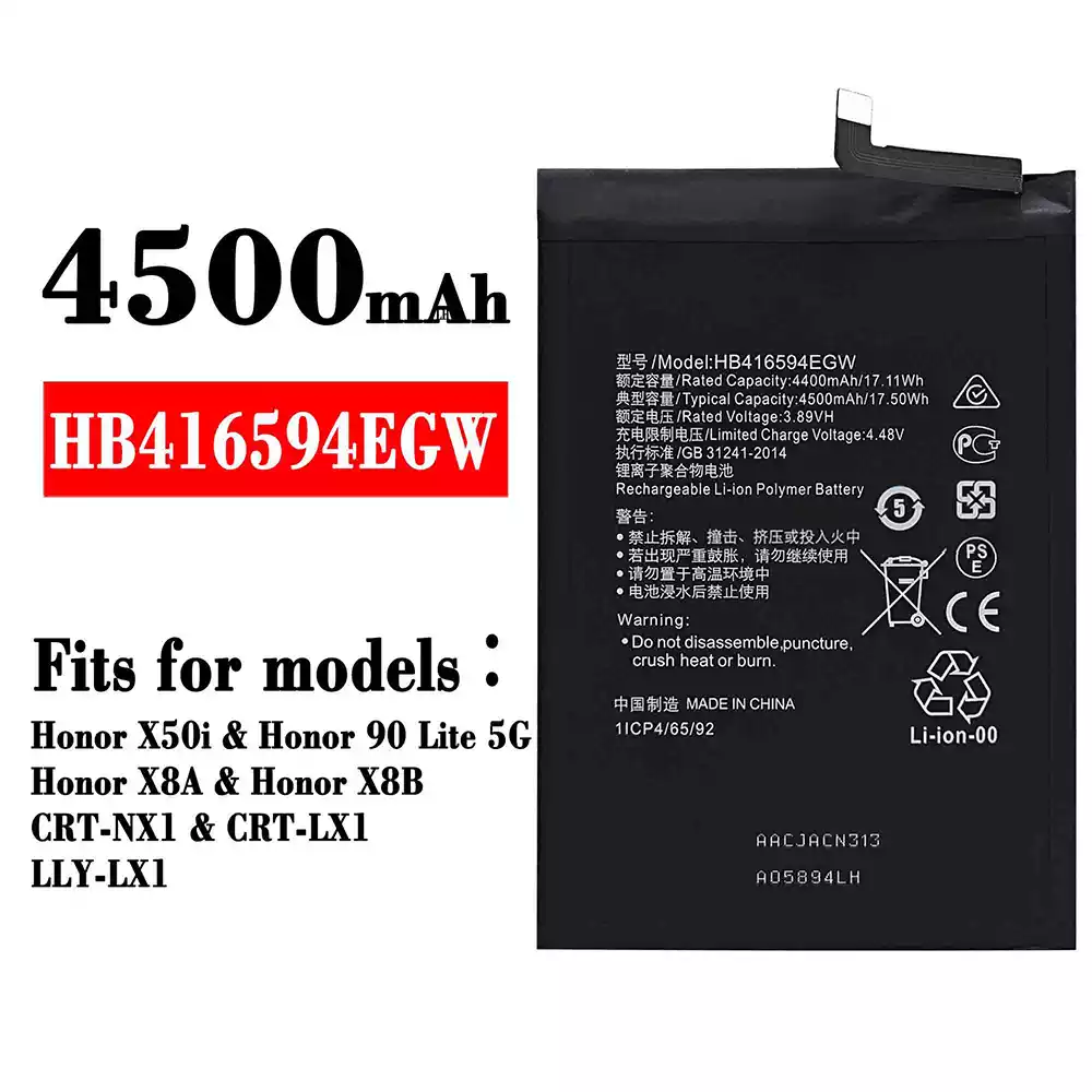 Genuine cell phone battery HB416594EGW for HUAWEI Honor X50i / Honor 90 Lite 5G /Honor X8A / Honor X8B