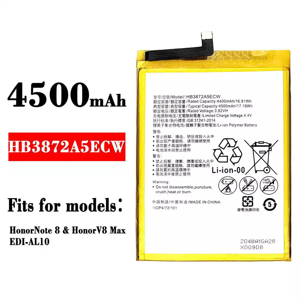 Genuine cell phone battery HB3872A5ECW for HUAWEI Honor Note 8 / Honor V8 Max