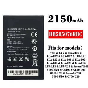 Genuine cell phone battery HB505076RBC for HUAWEI Y3 2 / HonorBee 2 / Ascend Y600 / Ascend G700