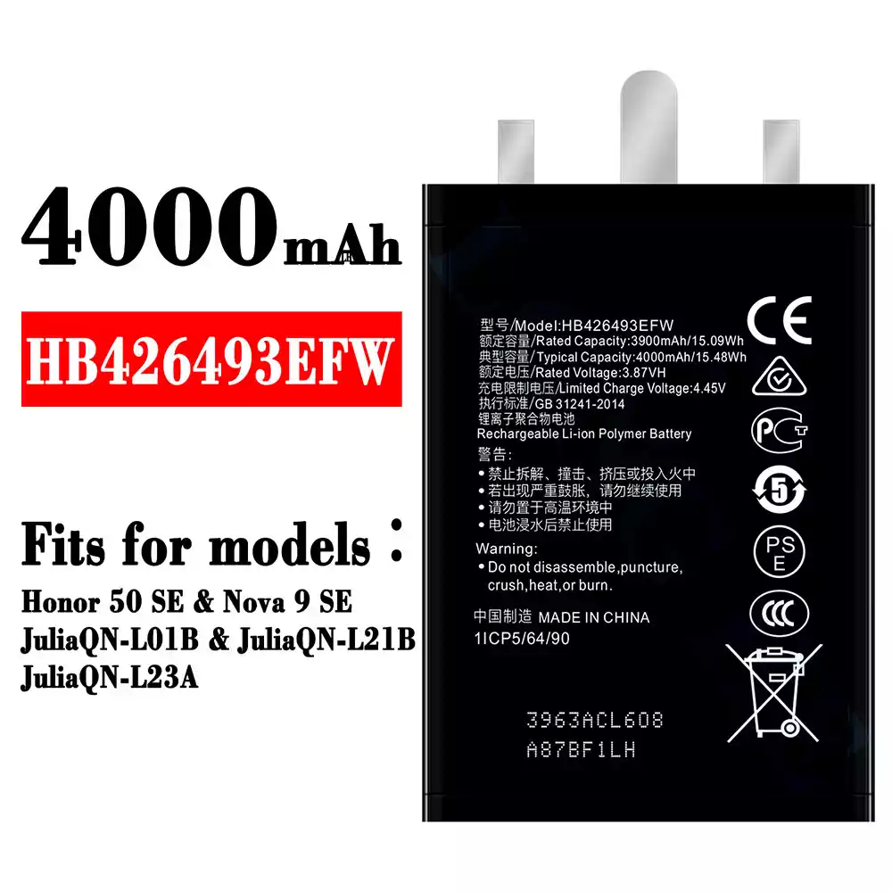 Genuine cell phone battery HB426493EFW for HUAWEI Honor 50 SE / Nova 9 SE