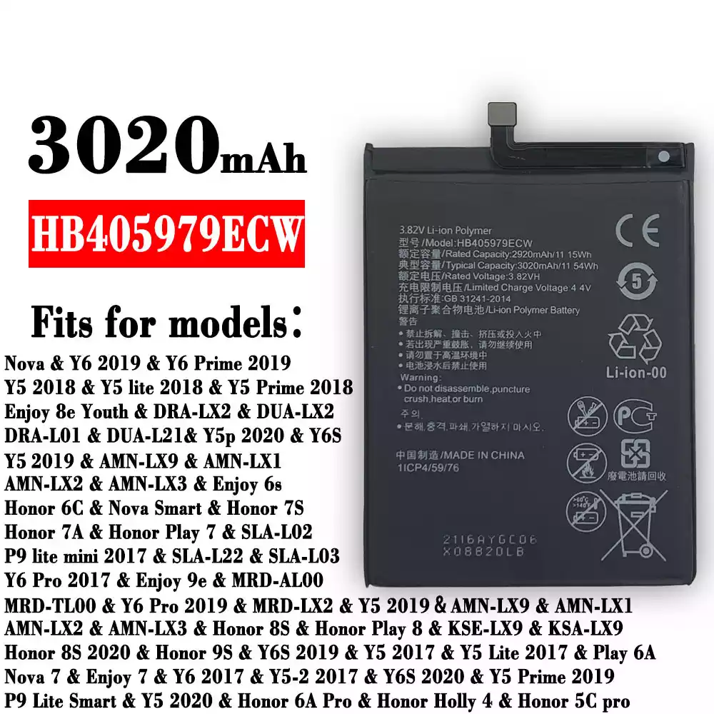 Genuine cell phone battery HB405979ECW for HUAWEI Y6 2019 / Y5 2018
