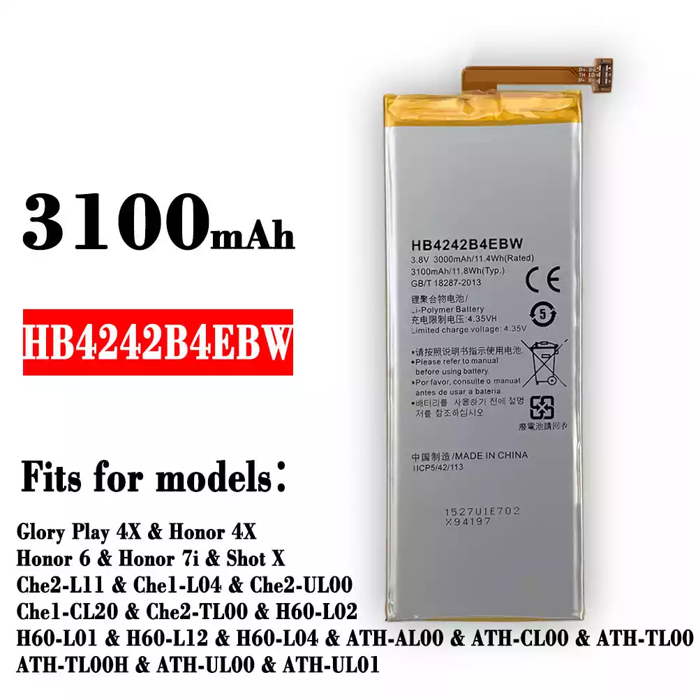 Genuine cell phone battery HB4242B4EBW for HUAWEI Glory Play 4X / Honor 4X / Honor 6 / Honor 7i