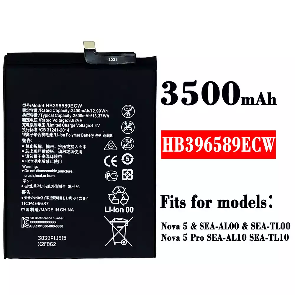 Genuine cell phone battery HB396589ECW for HUAWEI Nova 5 / Nova 5 Pro