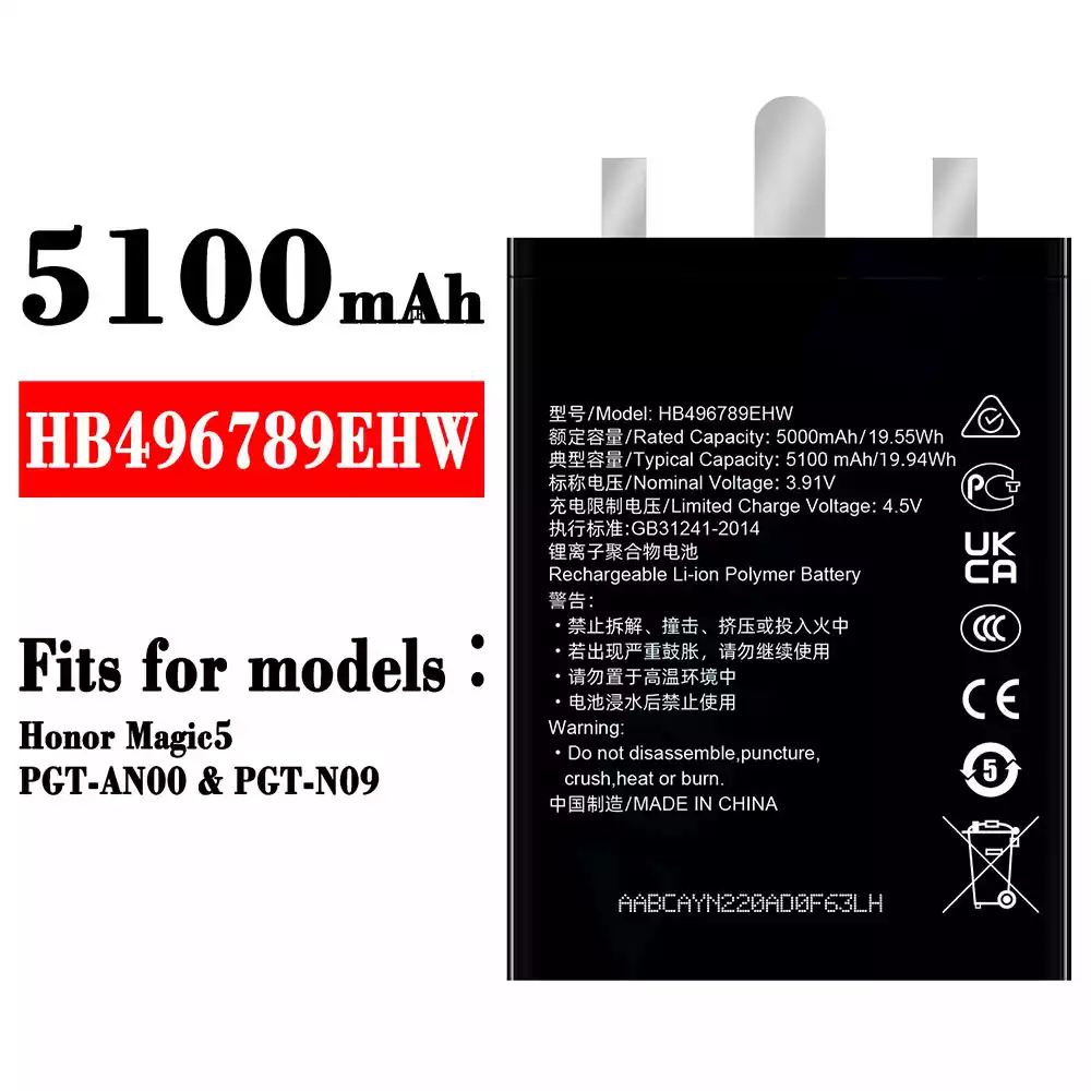 Genuine cell phone battery HB496789EHW for HUAWEI Honor Magic 5