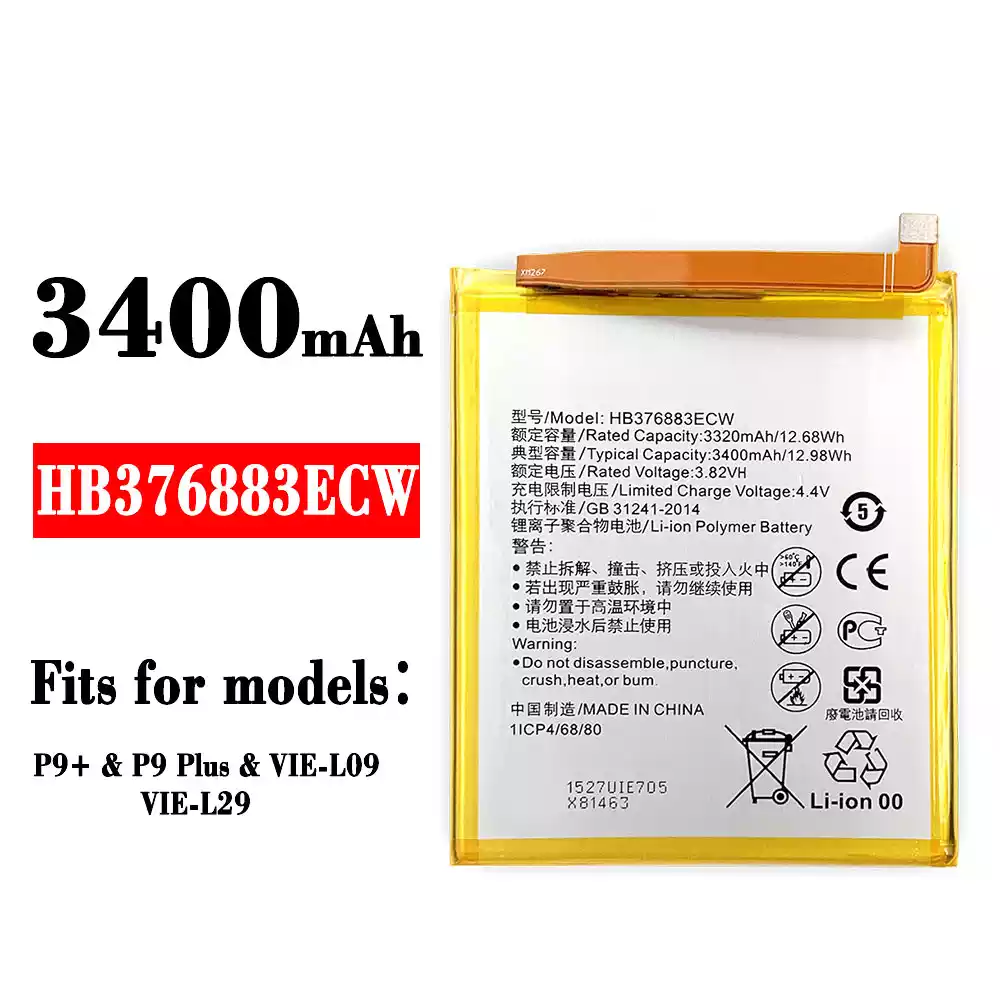 Genuine cell phone battery HB376883ECW for HUAWEI P9+ / P9 Plus