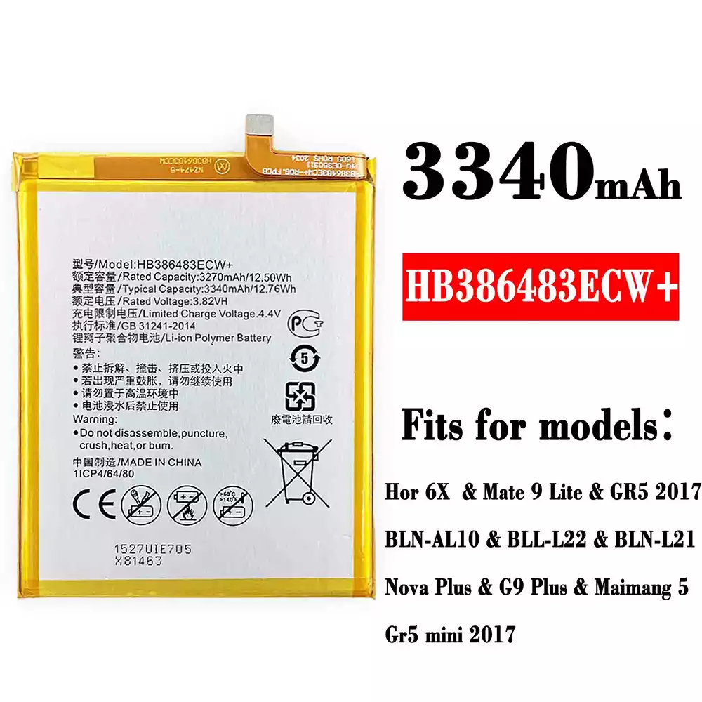 Genuine cell phone battery HB386483ECW+ for HUAWEI Honor 6X / Mate 9 Lite