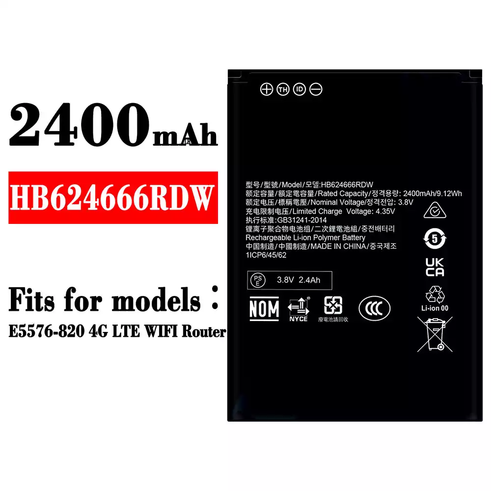 Genuine cell phone battery HB624666RDW for HUAWEI E5576-820 4G LTE WIFI Router
