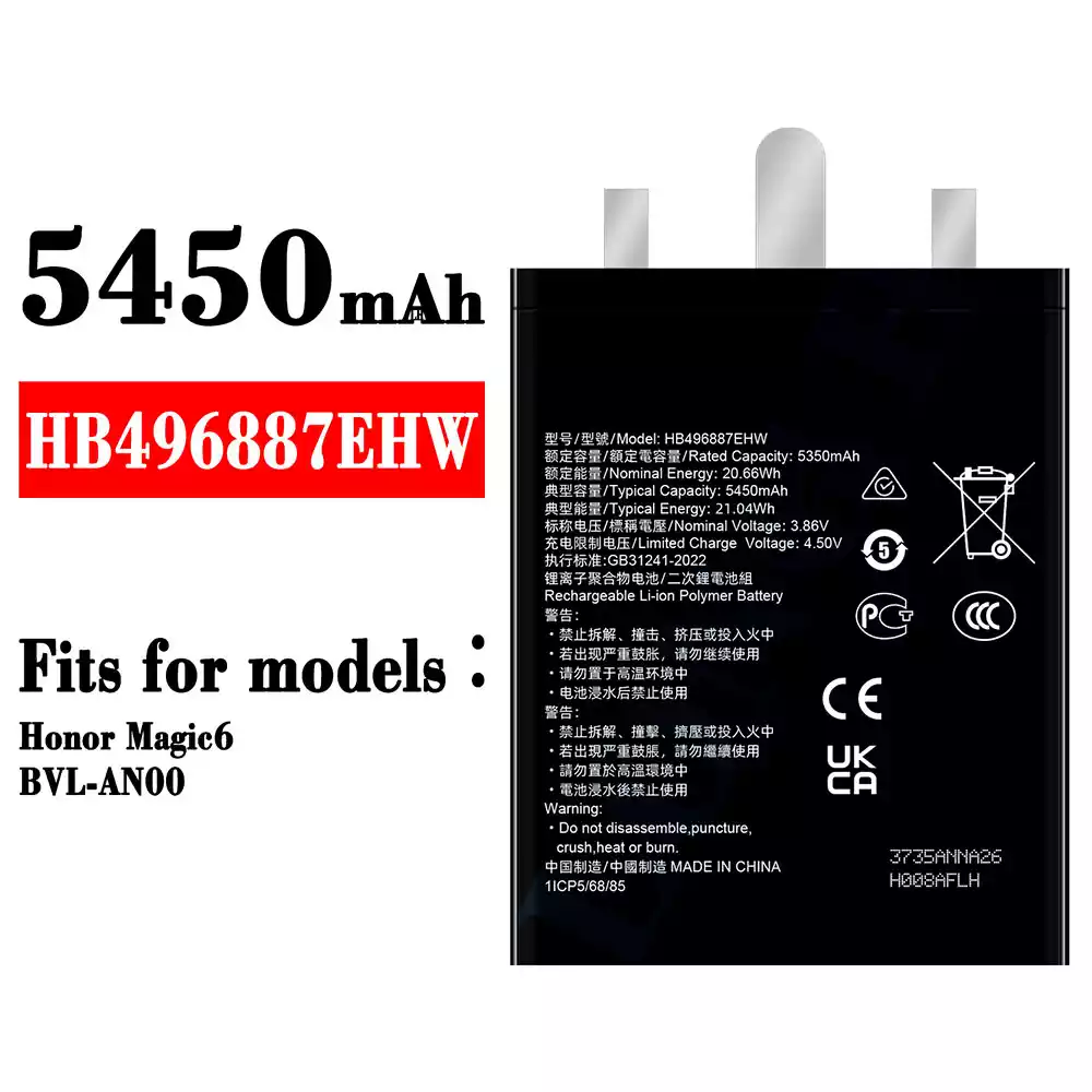 Genuine cell phone battery HB496887EHW for HUAWEI Honor Magie 6