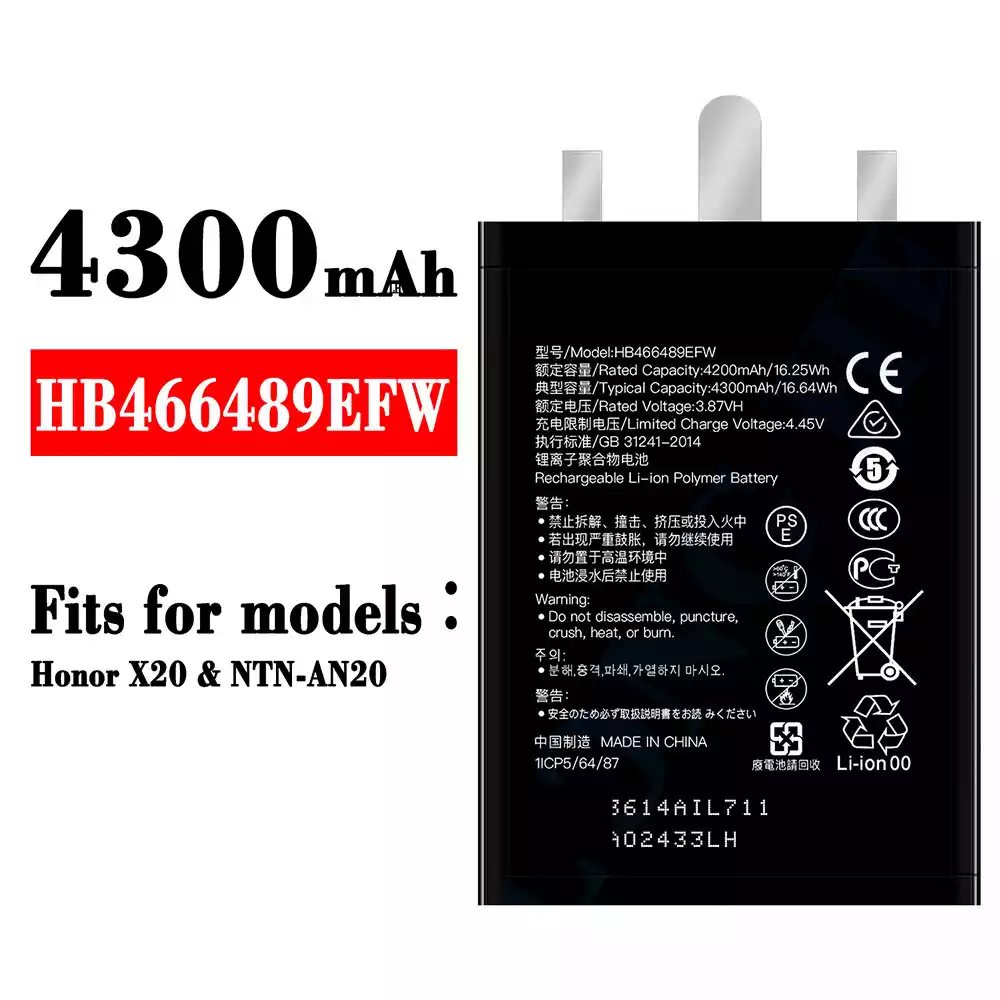 Genuine cell phone battery HB466489EFW for HUAWEI Honor X20