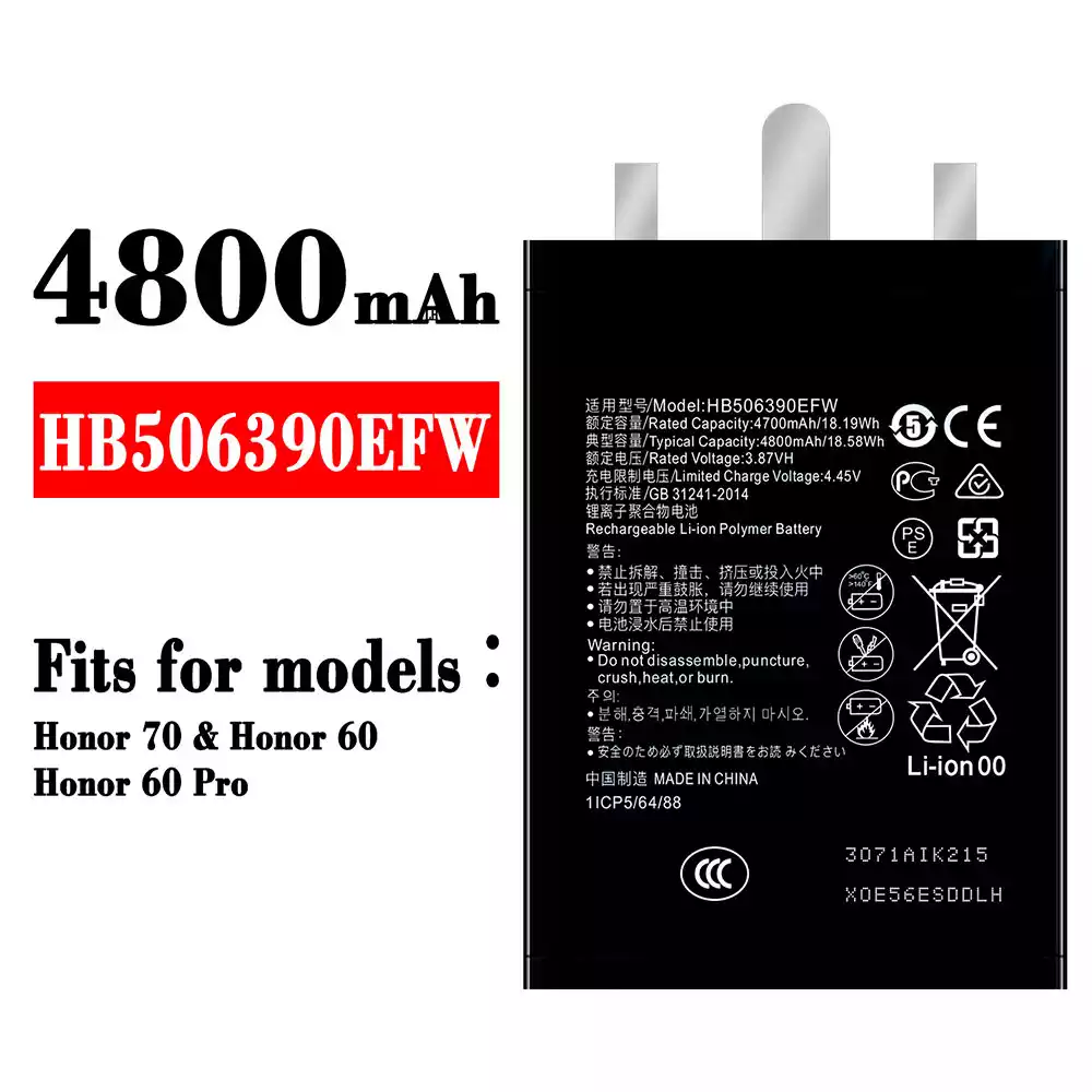Genuine cell phone battery HB506390EFW for HUAWEI Honor 70 / Honor 60 / Honor 60 Pro