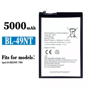 Genuine cell phone battery BL-49NT for Tecno Spark GO 2023/POP 7 PRO