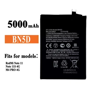 Genuine cell phone battery BN5D for Xiaomi RedMi Note 11 / Note 11S 4G / M4 PRO 4G