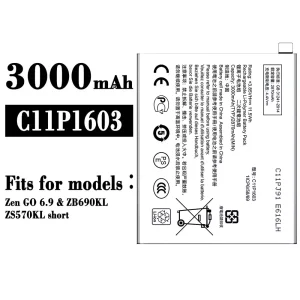 Genuine cell phone battery C11P1603 for Asus Zen GO 6.9