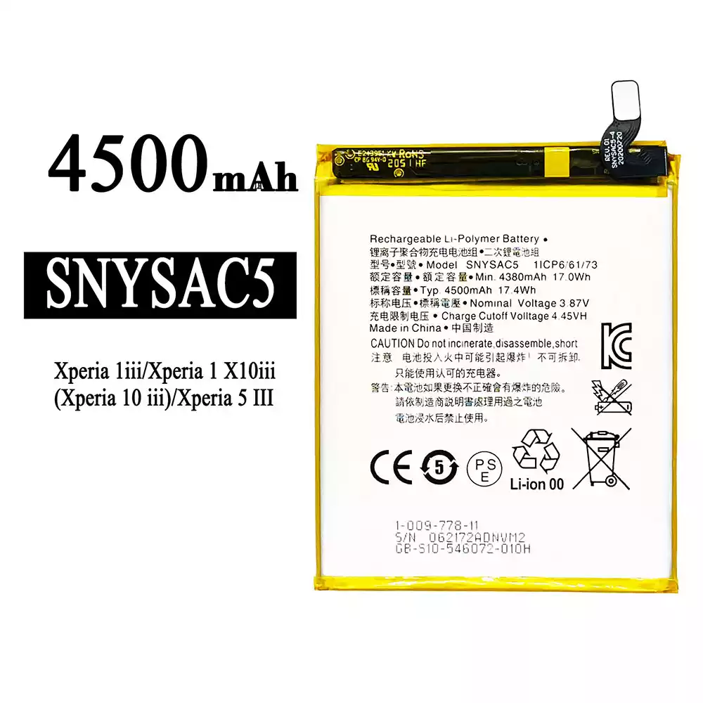 Genuine cell phone battery SNYSAC5 for Sony xperia X1iii X5iii X10iii