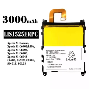 Genuine cell phone battery LIS1525ERPC for Sony Xperia Z1 Honami, Xperia Z1 C6902 C6903 C6906 C6943 SO-01F SOL23