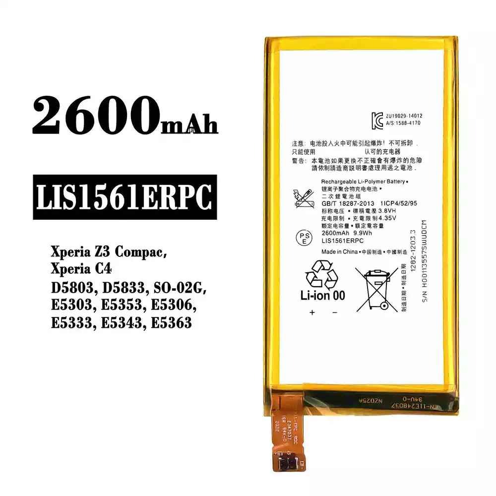 Genuine cell phone battery LIS1561ERPC for Sony Xperia Z3 Compact / Xperia C4