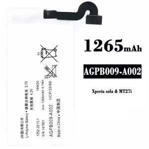 Genuine cell phone battery AGPB009-A002 for Sony Xperia sola / MT27i / MT27