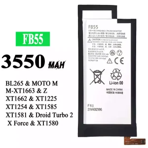 Genuine cell phone battery FB55 for Motorola BL265 / MOTO M /X force / XT1662 / XT1663/XT1225 / XT1254 /T1580/XT1585 / XT1581 / Droid Turbo 2 X Force