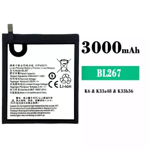 Genuine cell phone battery BL267 for Lenovo K6