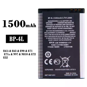 Genuine cell phone battery BP-4L for Nokia E61i/E63/E90/E71/E71x/N97/N810/E72/E52