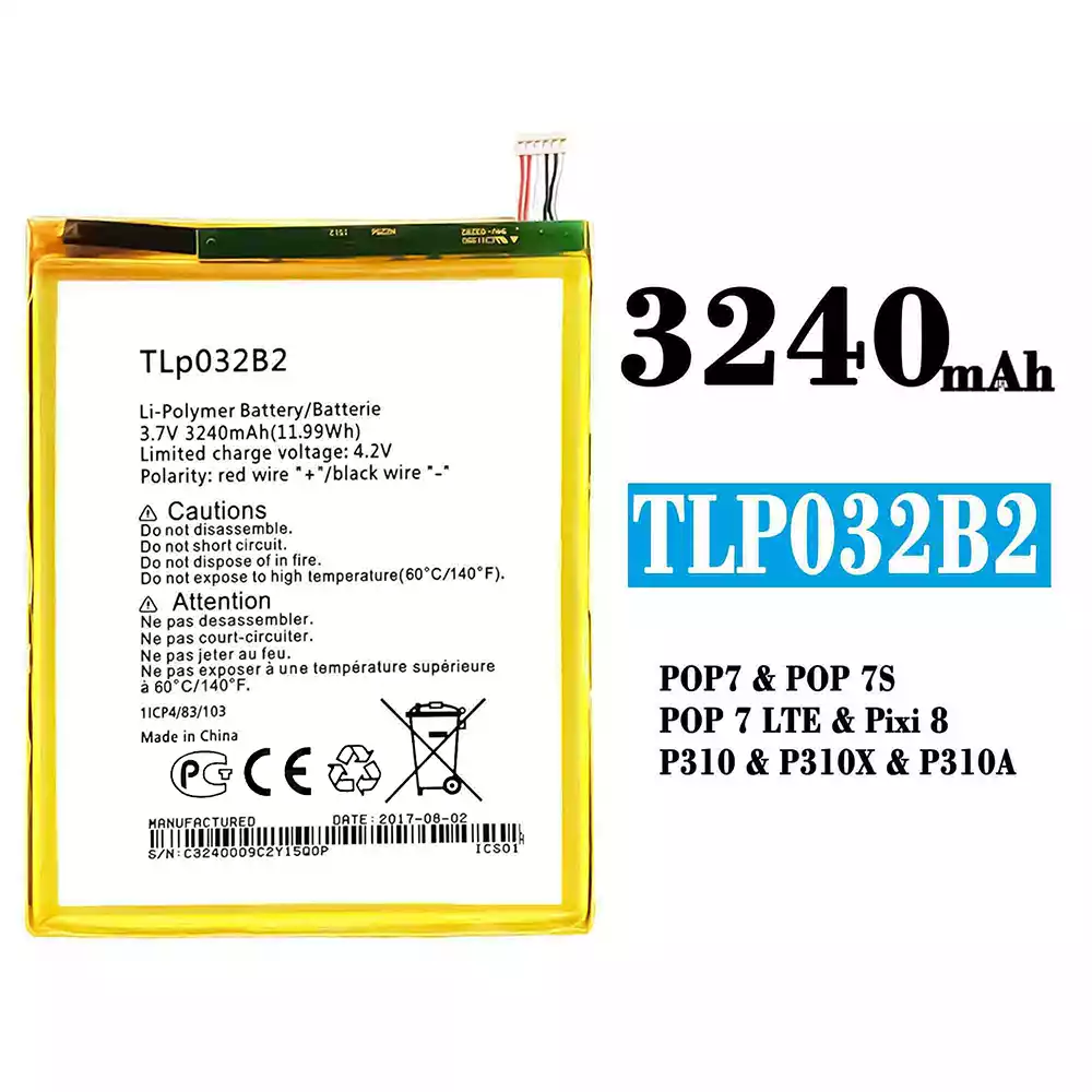 Genuine cell phone battery TLP032B2 for Alcatel POP 7/POP 7S/POP 7 LTE/Pixi 8