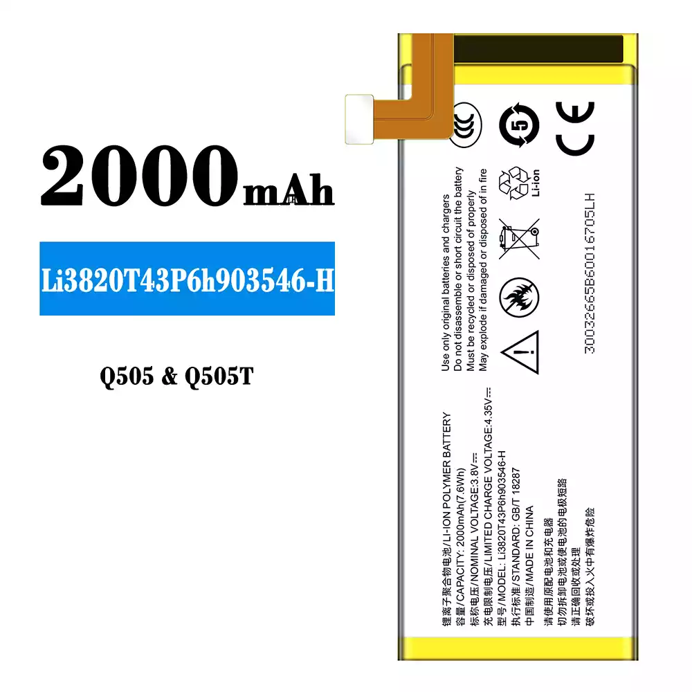 Genuine cell phone battery Li3820T43P6h903546-H for ZTE Q505/Q505T