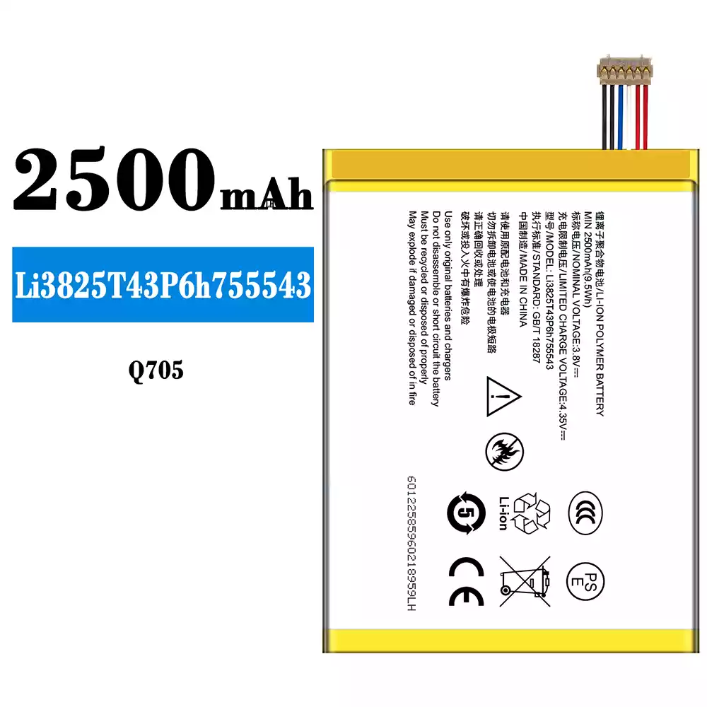 Genuine cell phone battery Li3825T43P6h755543 for ZTE Q705