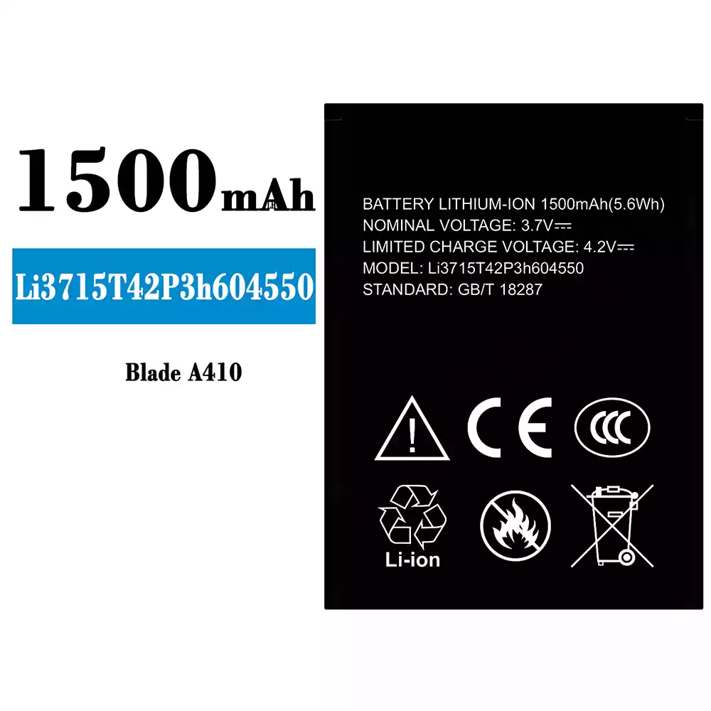 Genuine cell phone battery Li3715T42P3h604550 for ZTE Blade A410