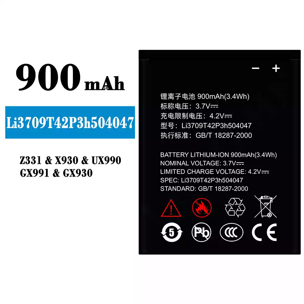 Genuine cell phone battery Li3709T42P3h504047 for ZTE Z331/X930/UX990/GX991/GX930