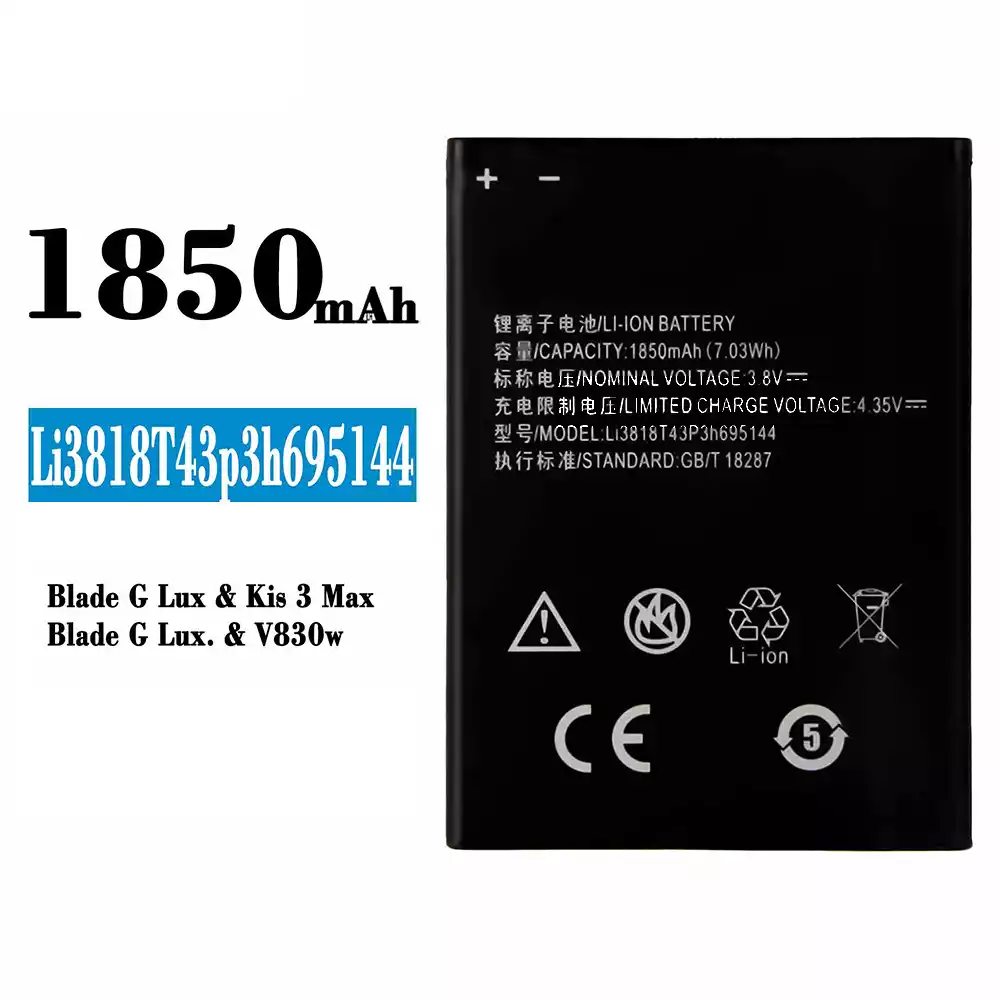 Genuine cell phone battery Li3818T43P3h695144 for ZTE Blade G Lux/Kis 3 Max/V830w
