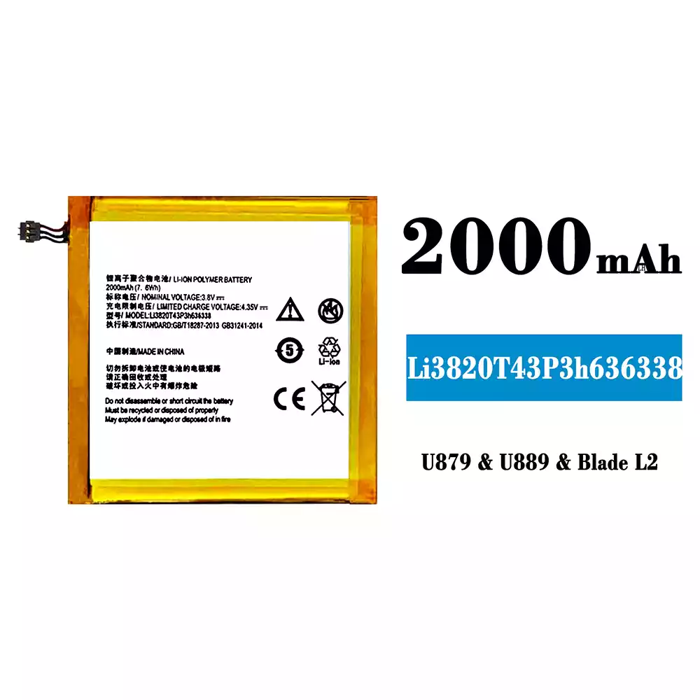 Genuine cell phone battery Li3820T43P3h636338 for ZTE BLADE L2