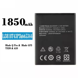 Genuine cell phone battery Li3818T43P3h665344 for ZTE Blade Q Pro/Blade GF3/T320/A5S