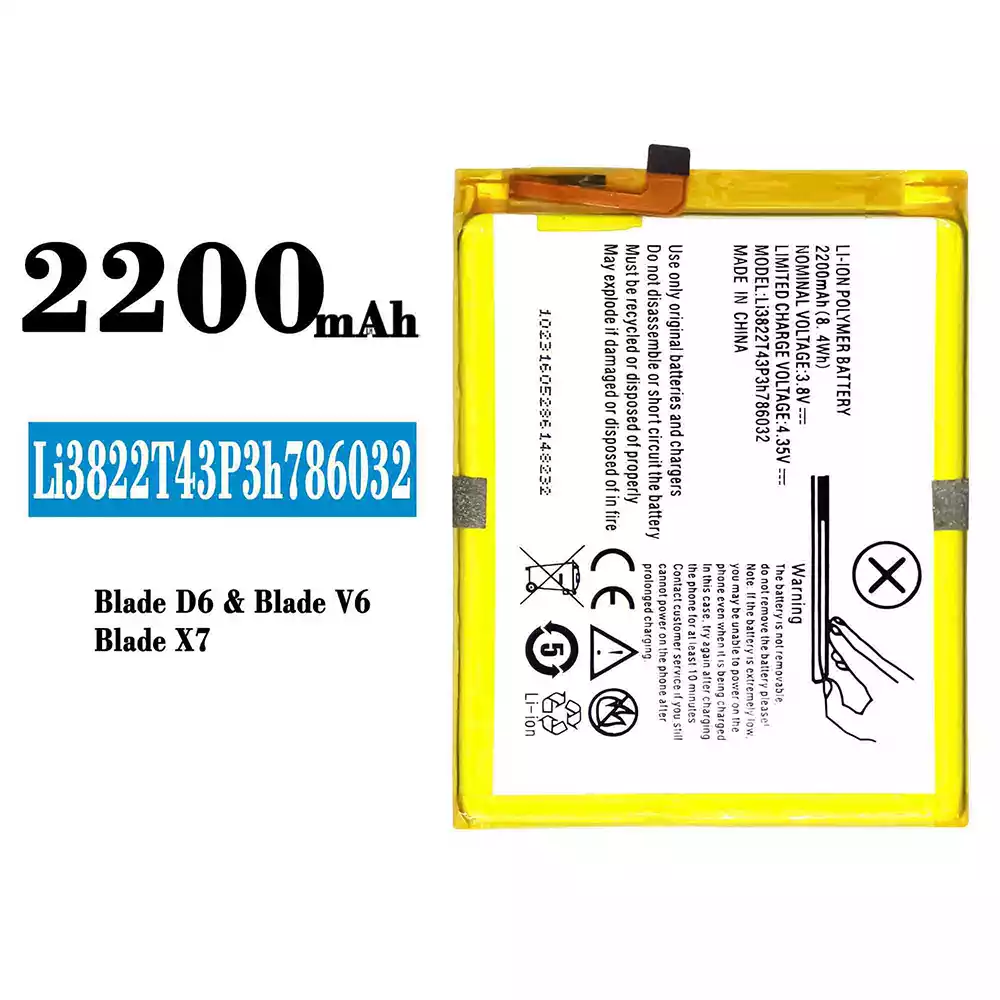 Genuine cell phone battery Li3822T43P3h786032 for ZTE Blade D6/Blade V6/Blade X7