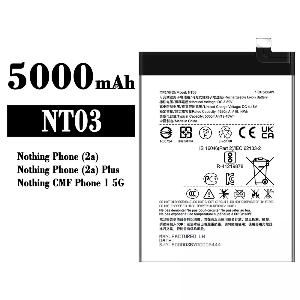 Genuine cell phone battery NT03 for Nothing Phone 1 5G/2a/2a Plus