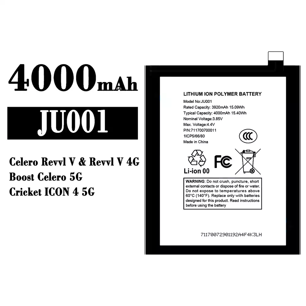 Genuine cell phone battery JU001 for T-Mobile Celero Revvl V/Boost Celero 5G/Cricket ICON 4 5G