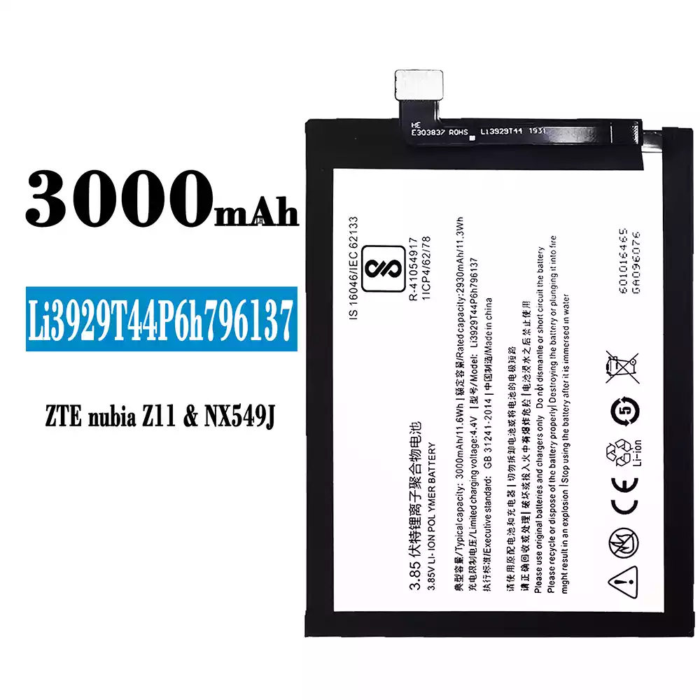 Genuine cell phone battery Li3929T44P6h796137 for ZTE nubia Z11